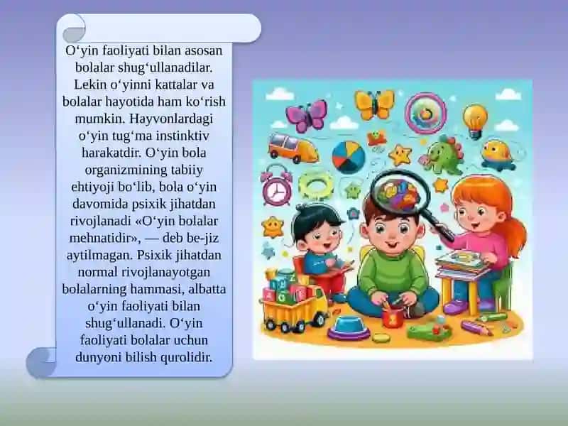 O`yin faoliyatining  psixologik nazariyalar 3