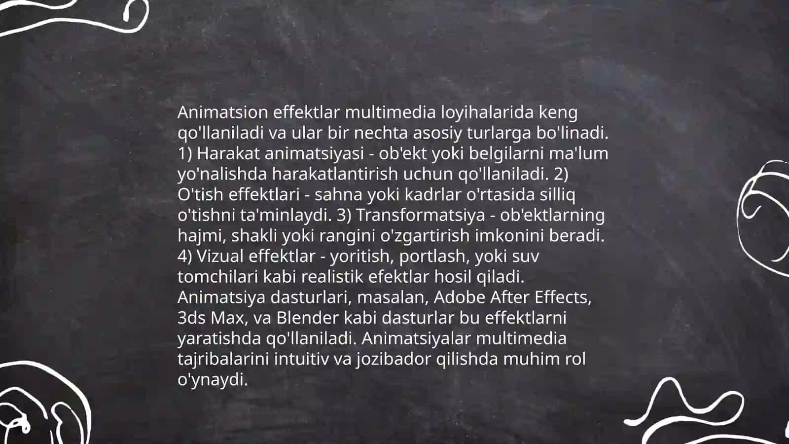 Multimedia vositalarida animatsion effektlar yaratish 3