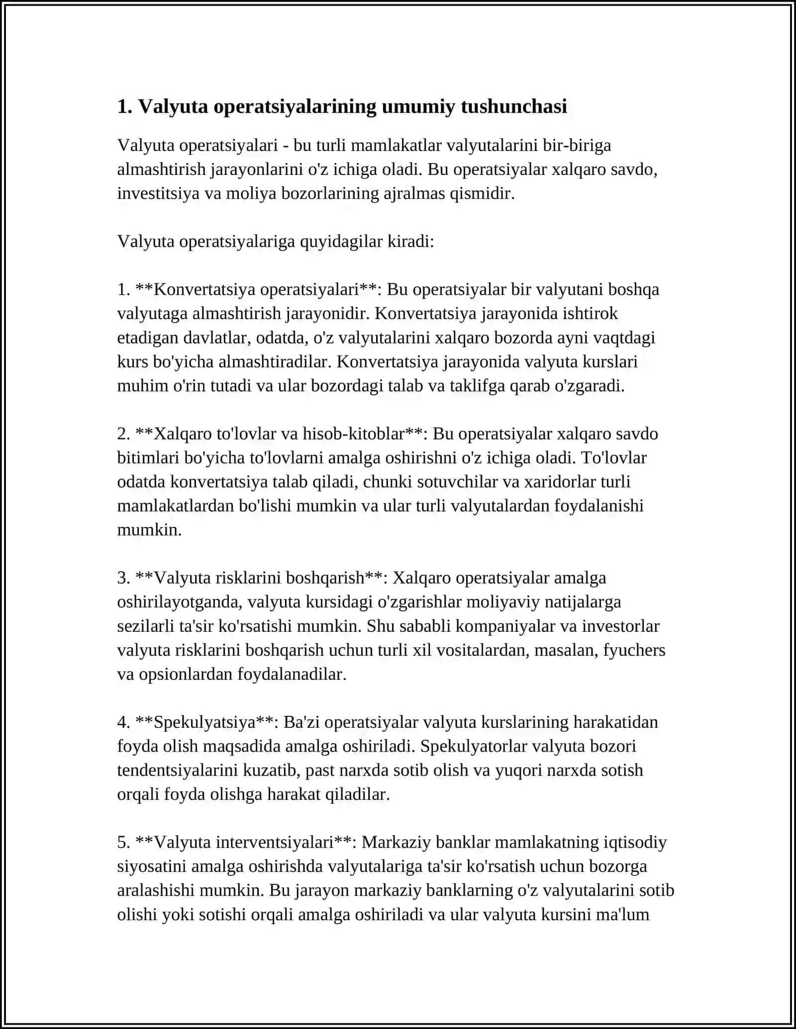 JORIY VA MUDDATLI VALYUTA OPERASIYALARINING TASNIFINI SHAKLLANTIRISH 3