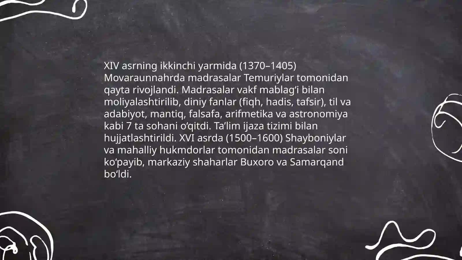 XIV asrning ikkinchi yarmi va XVI asrda Movaraunnahrda ta'lim-tarbiya 3