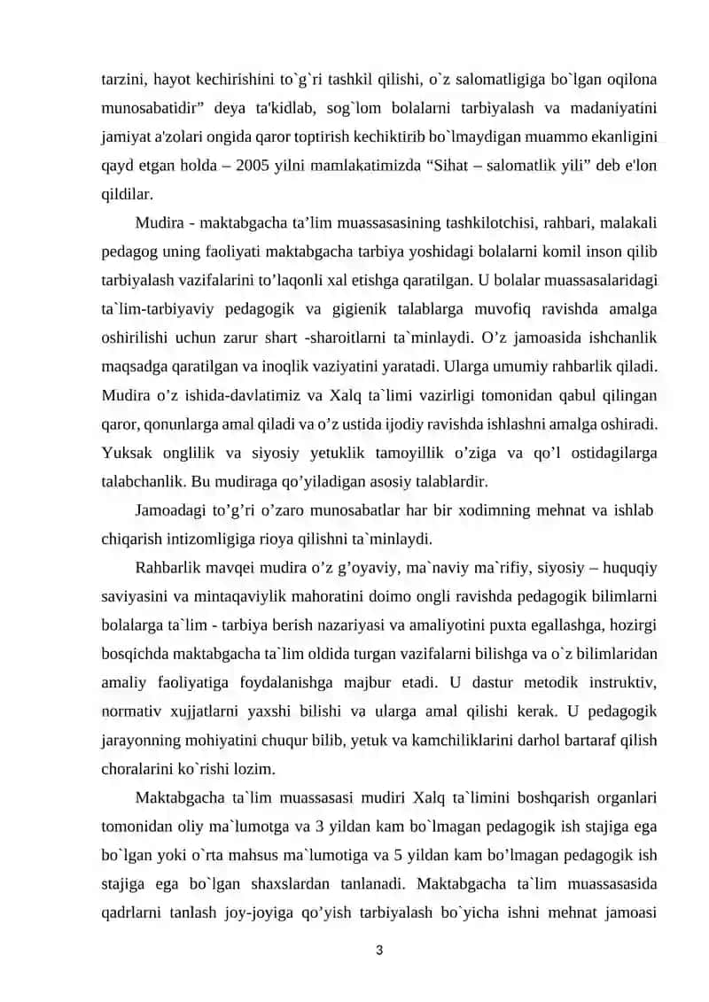 MAKTABGACHA TALIM TASHKILOTLARINI TEKSHIRISH BO‘YICHA TEMATIK VA YAXLIT TEKSHIRISH AKT LOYAHASINI ISHLAB CHIQISH 3