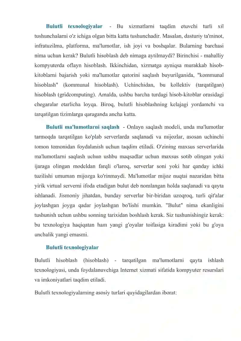Bulutli texnologiyalar va ularni o’quv jarayoniga qo’llash 3