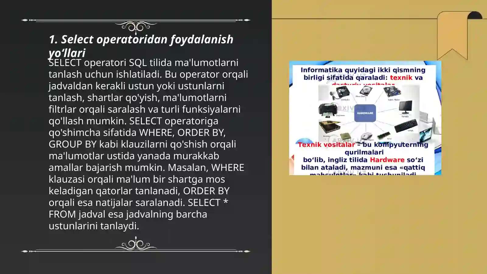 Select operatoridan foydalanib soʻrovlar yaratish 3