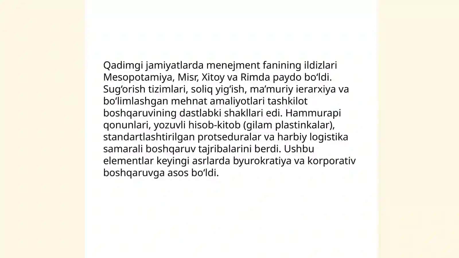 Menejment fanining shakllanishi va rivojlanish bosqichlari 3