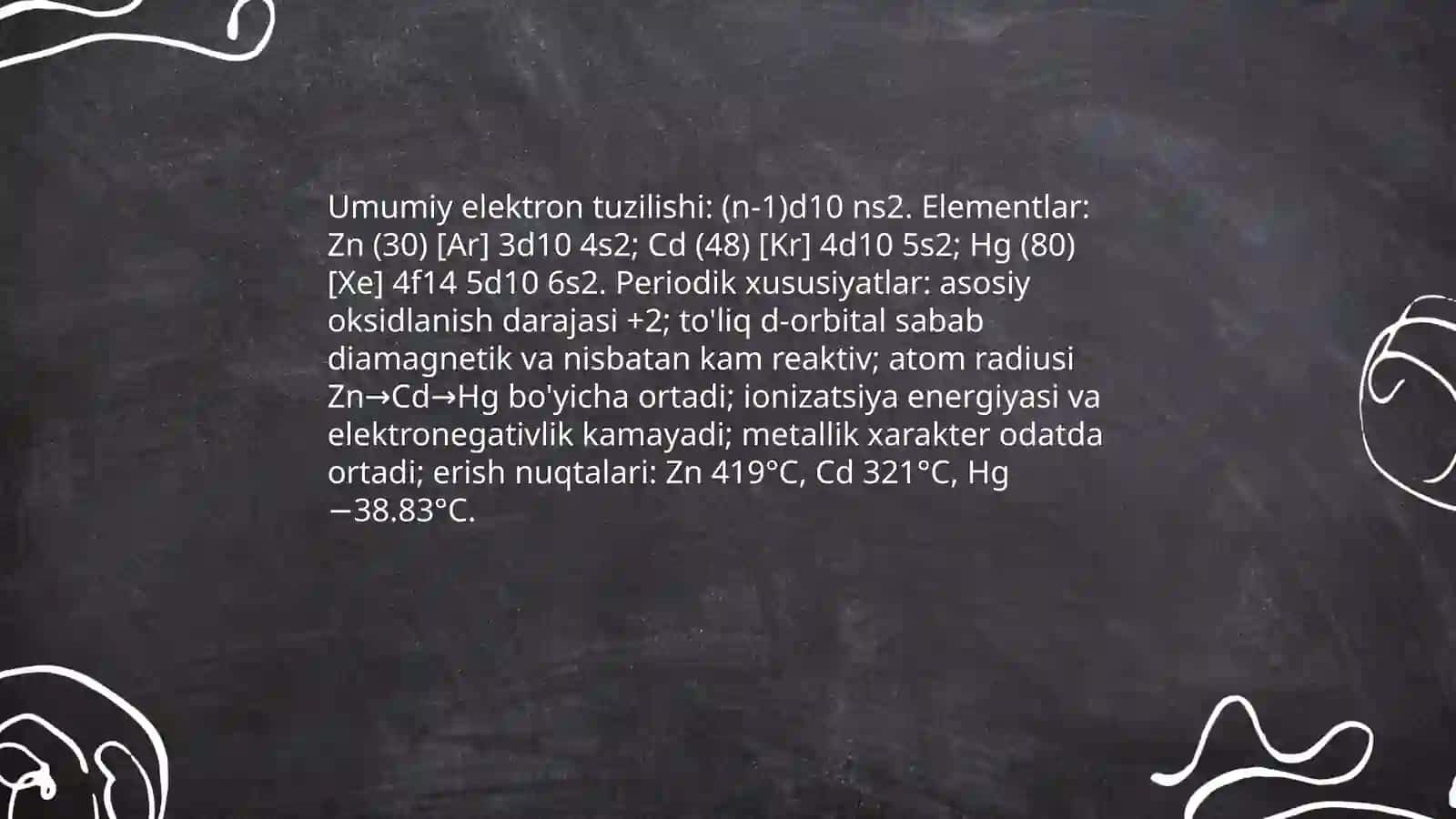 12 -guruh elementlari. Rux Kadmiy simob birikmalari 3