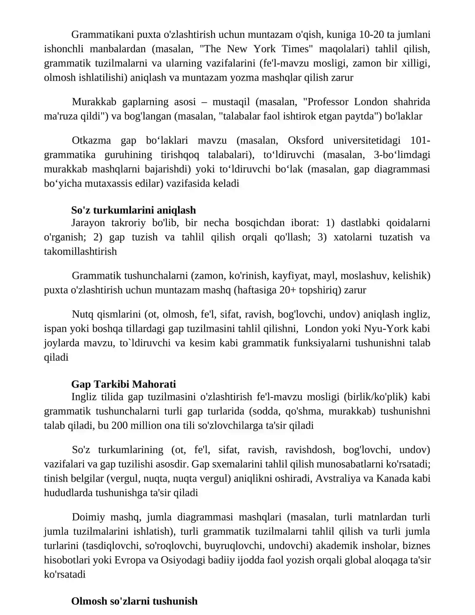 Grammatik tushunchalarni o’zlashtirish ustida ishlash jarayoni 3