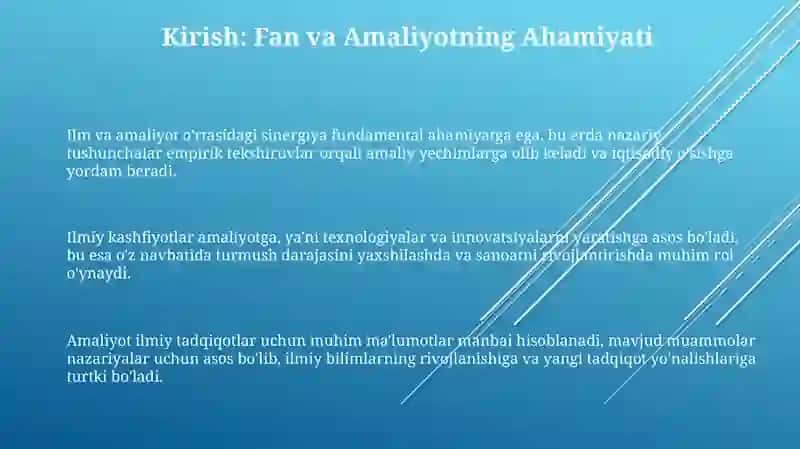 "Bilim" va "Amaliyot" tushunchalari bir-biriga qanday aloqador? 3