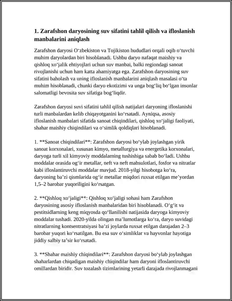 ZARAFSHON OYNA EKALOGIYA FANIDAN MUSTAQIL ISHI 3
