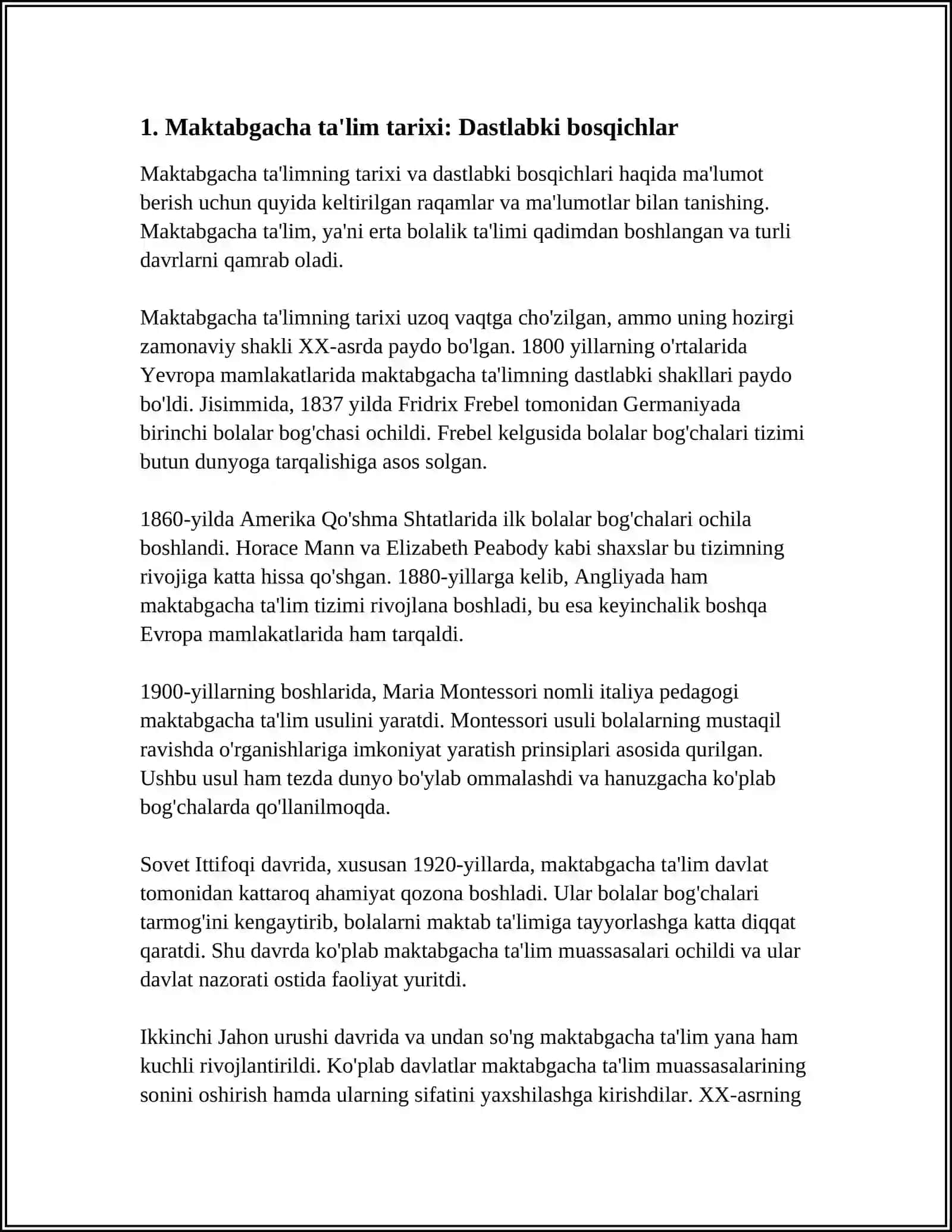 MAKTABGACGA TA'LIM TARIXI MAKTABGACHA PEDAGOGIKA FAN SIFATIDA 3