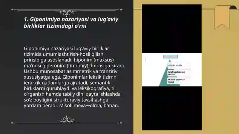 Luģaviy birliklar urtasidagi sematik munosabatlar: giponimiya,graduonimiya, partonimiya 3