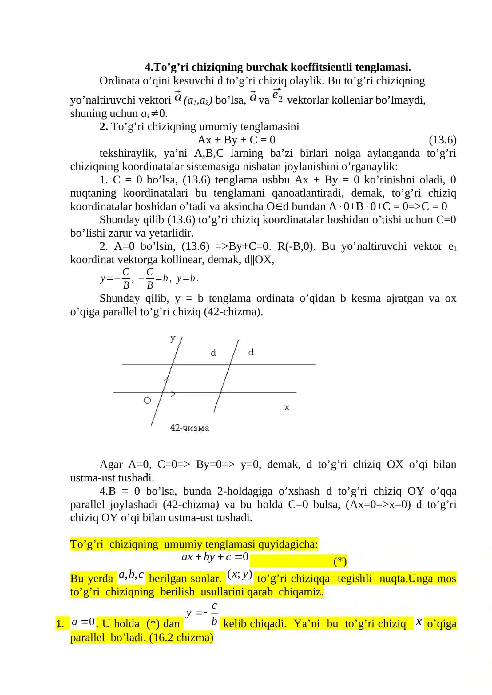 TEKISLIKDA TO’G’RI CHIZIQ VA ULARNING TENGLAMALARI 3