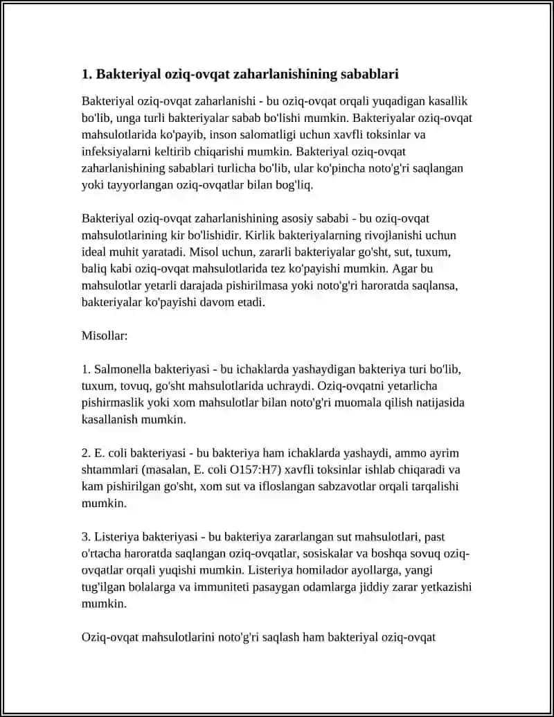BAKTERIYAL OZIQ OVQAT ZAHARLANISHI 3