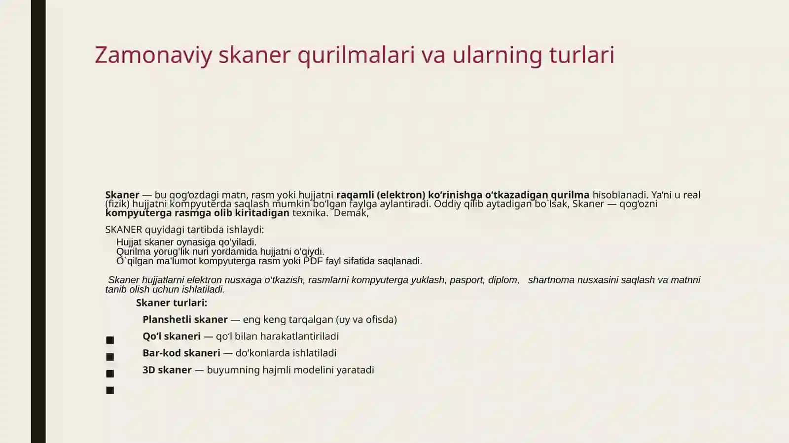 Zamonaviy skaner qurilmalari va ularning turlari 3