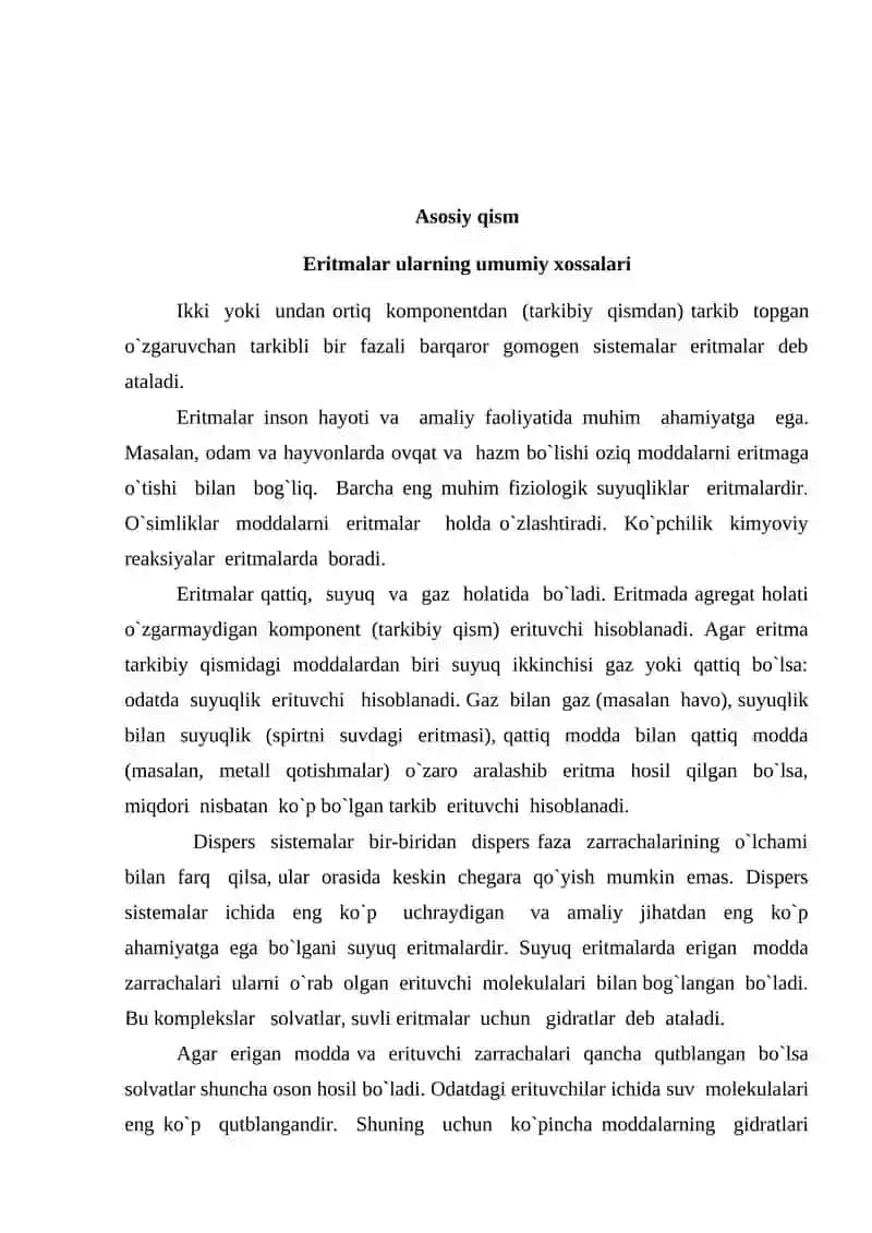 ERITMALAR. ERITMALAR KONSENTRATSIYASINI IFODLASH USULLARI 3