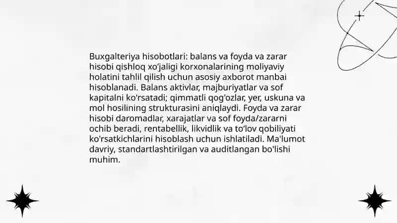Buxgalteriya hisobotlari: balans va foyda va zarar hisobi 3