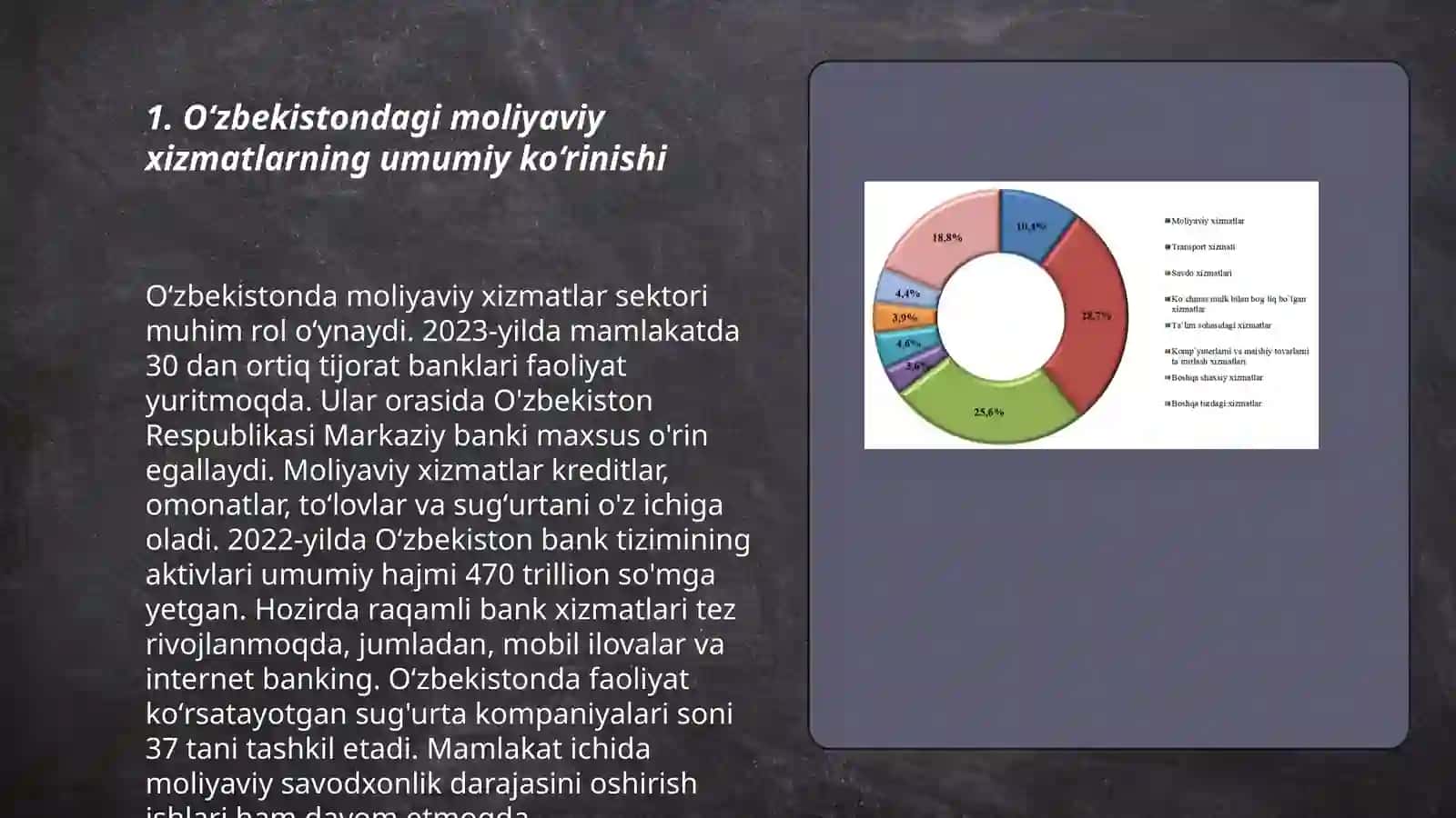 Oʻzbekistondagi moliyaviy xizmatlarning hozirgi holati va uning rivojlantirish istiqbollari 3
