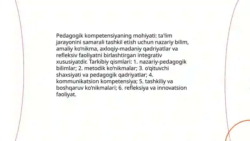 Pedagogik kompetensiyaning tarkibiy qismlari va ularning o‘zaro bog‘liqligi 3