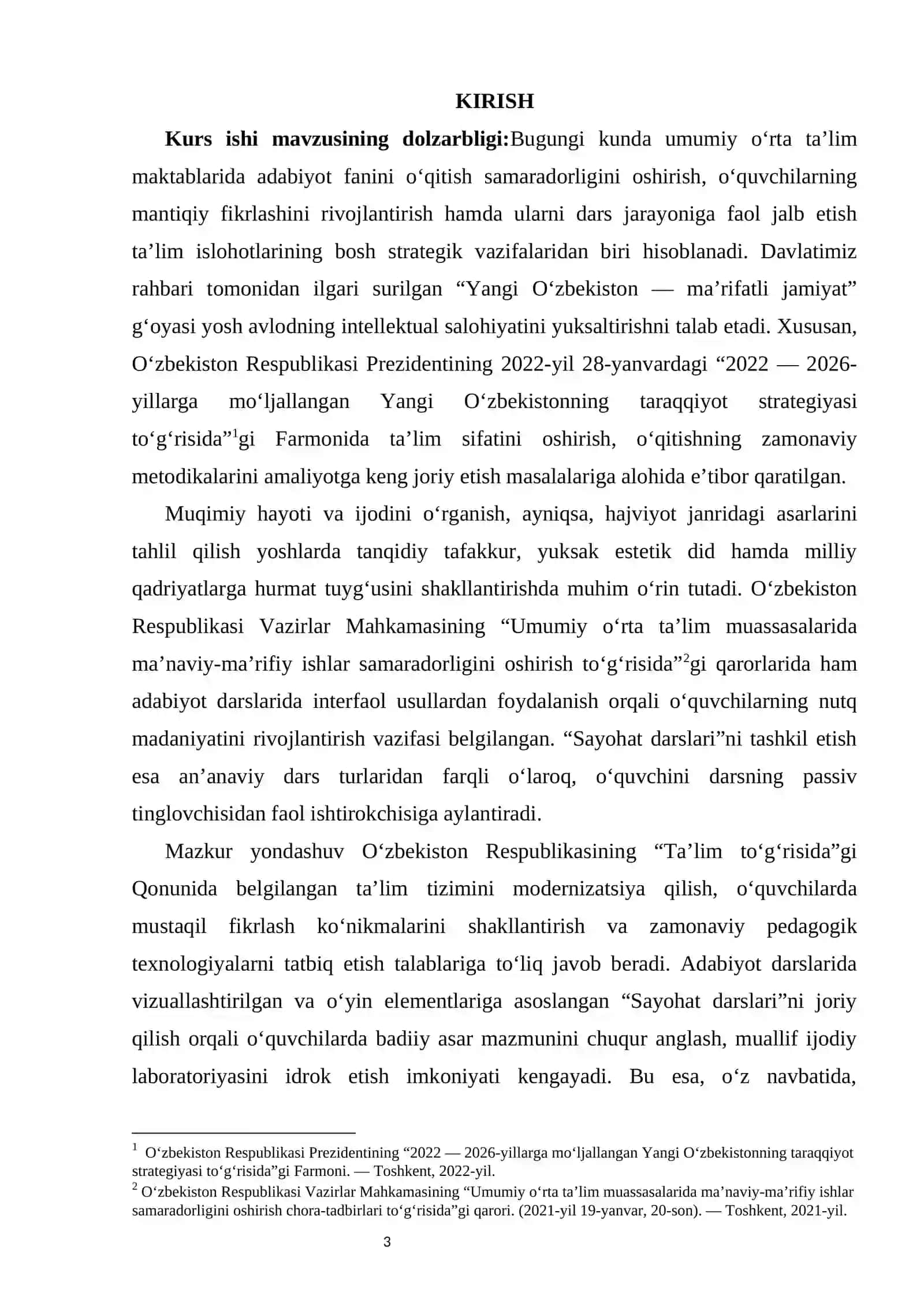 Muqimiy hayoti va ijodini o‘rganishda “Sayohat darslari”ni tashkil etish    kurs ishi 3