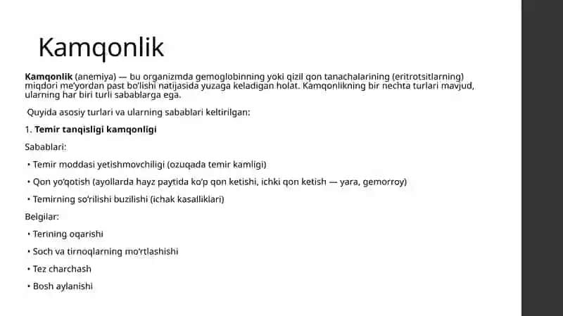 Kamqonlikning biokimyoviy mexanizmlari 3