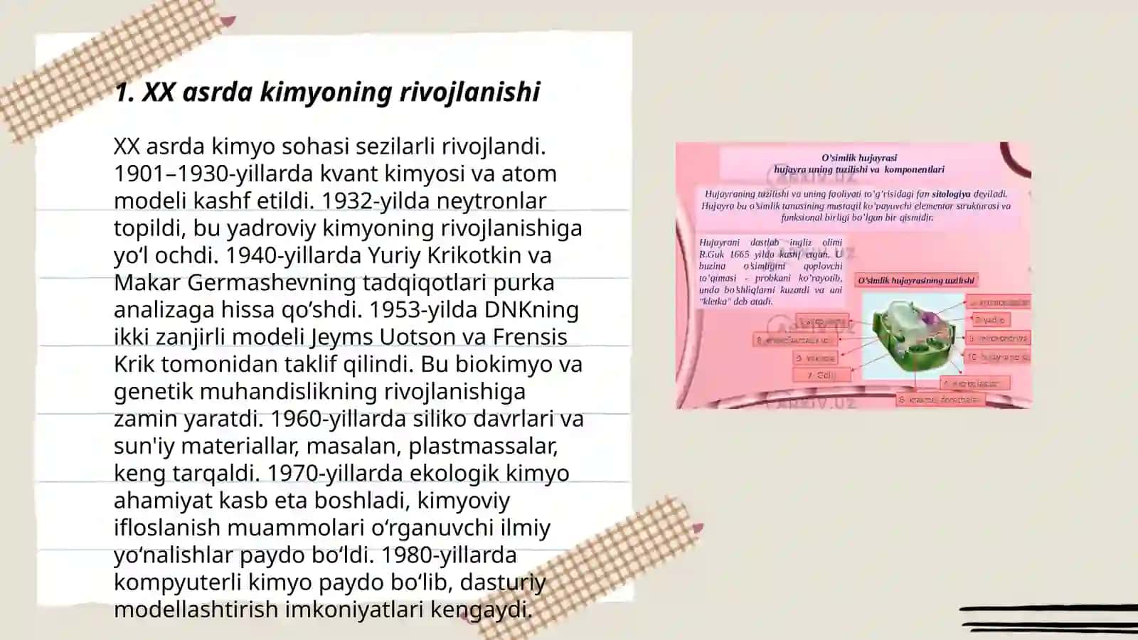 XX asrda kimyoning yangi yònalishlari 3