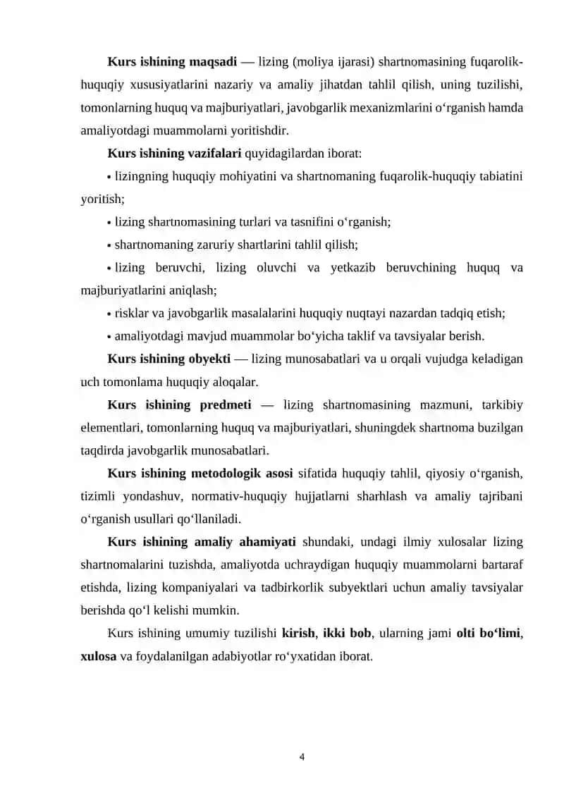 LIZING (MOLIYA IJARASI) SHARTNOMASINING FUQAROLIK HUQUQIY XUSUSIYATLARI 3