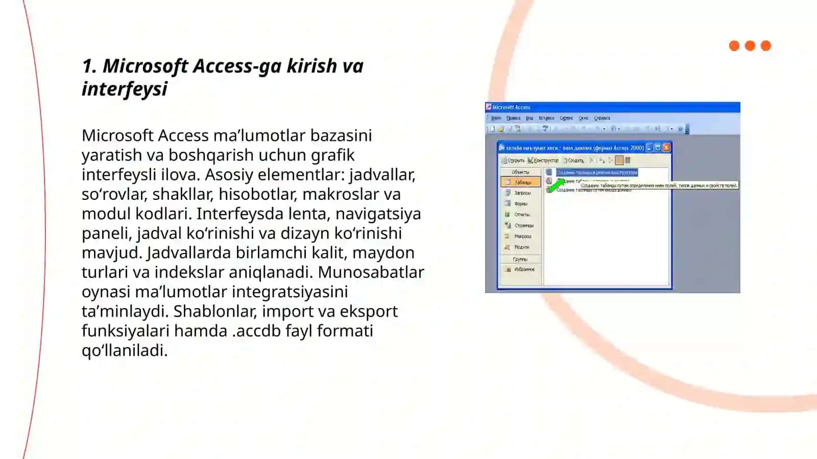 Microsoft Access-Ma'lumotlar bazasi asoslari 3
