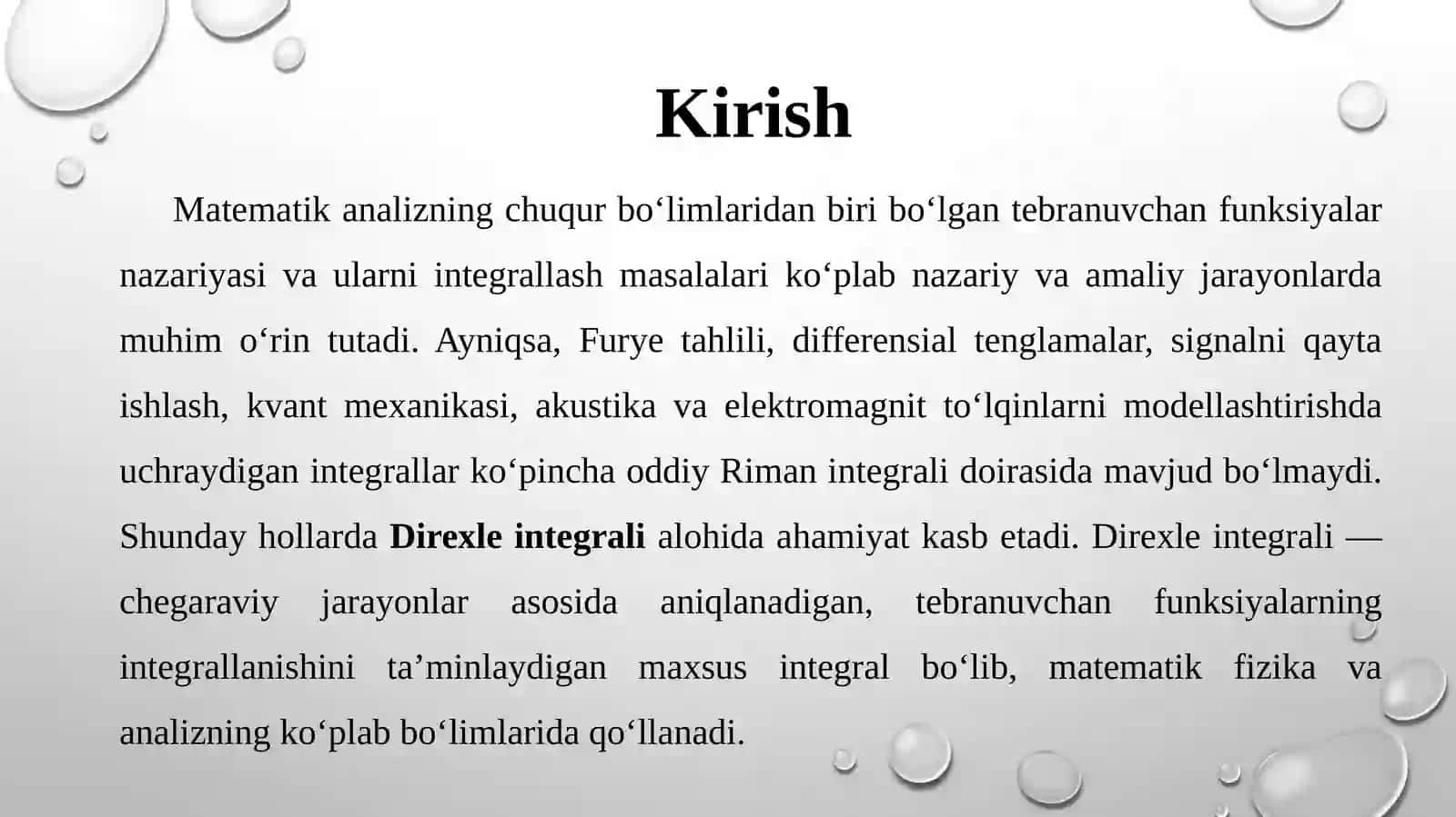 “DIRIXLE INTEGRALI. LOKALIZATSIYALASH PRINSIPI” 3