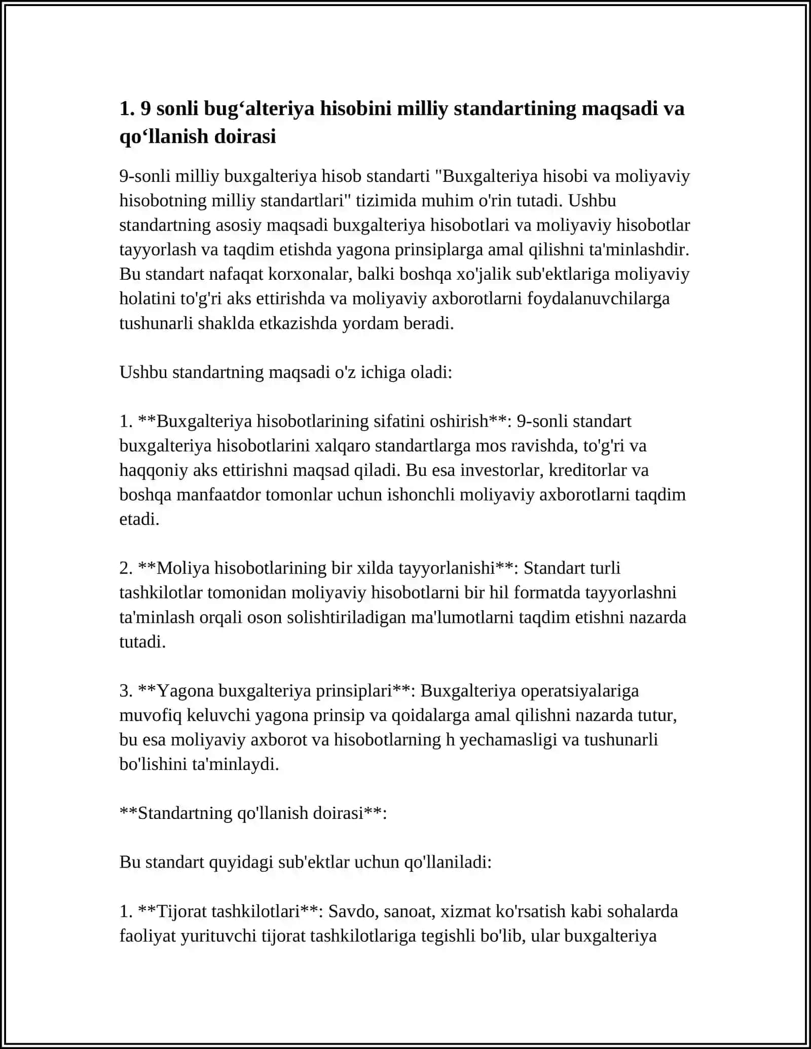 9 SONLI BUGʻALTERIYA HISOBINI MILLIY STANDARTI 3