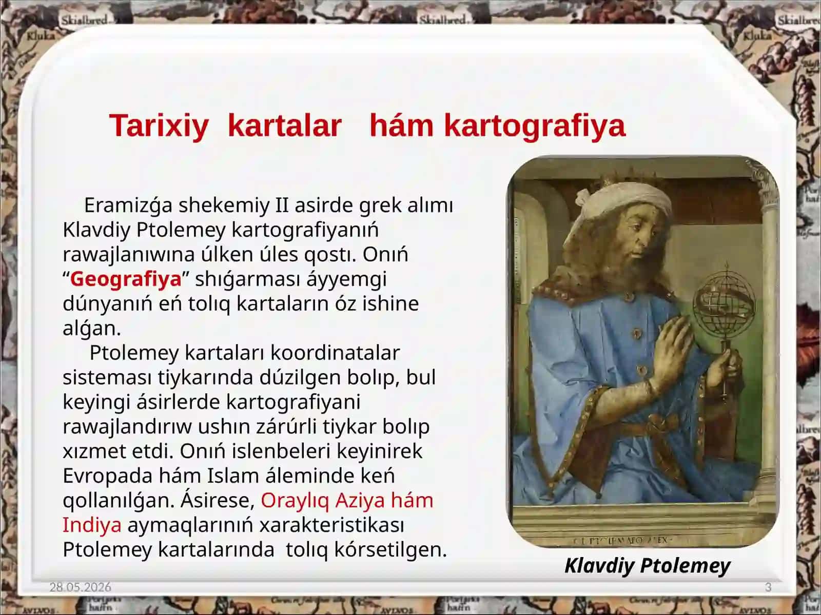 Tarixiy kartografiya hám onińtiykarǵıbaǵdarları 3