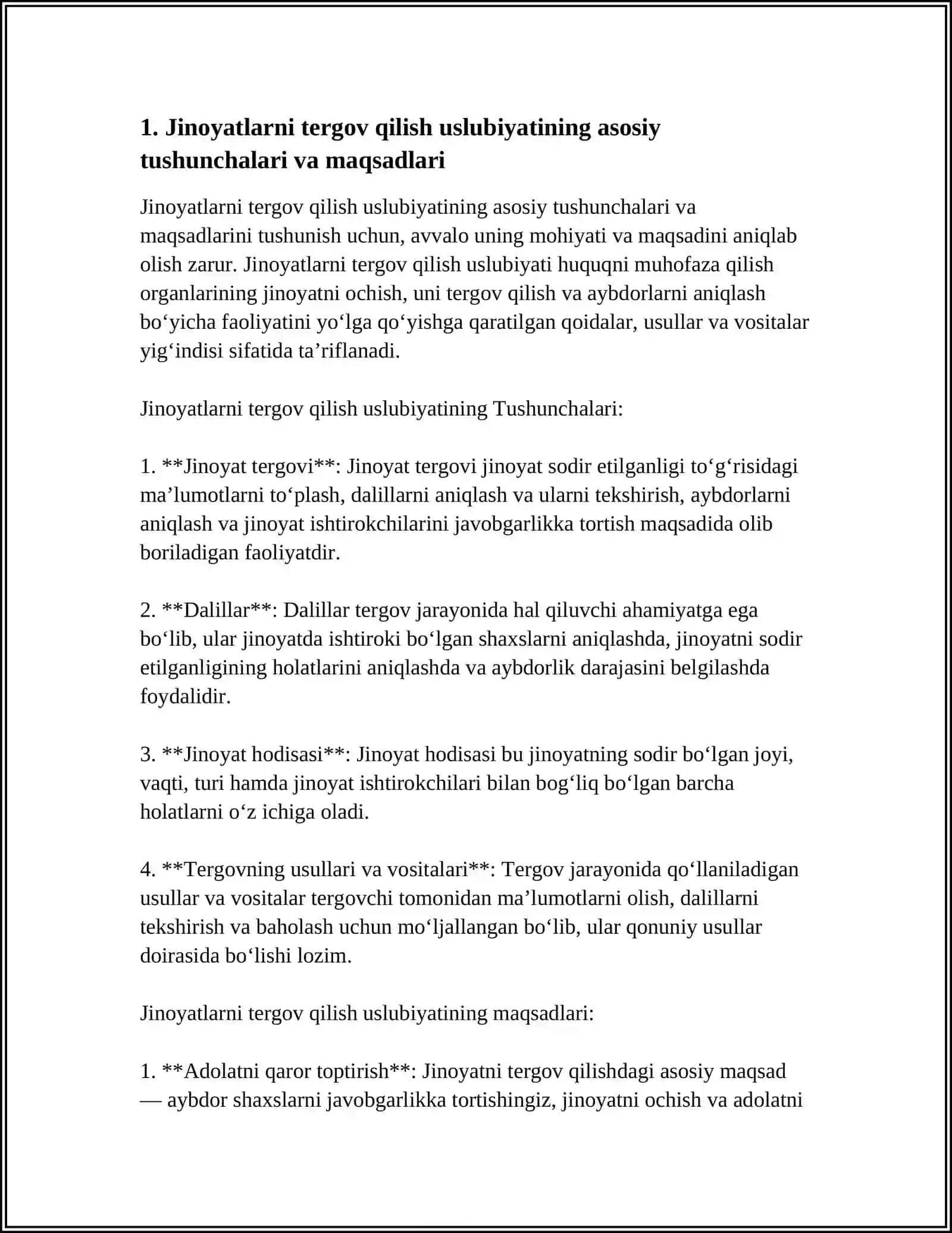 JINOYATLARNI TERGOV QILISH USLUBIYATINING UMUMIY QOIDALARI 3