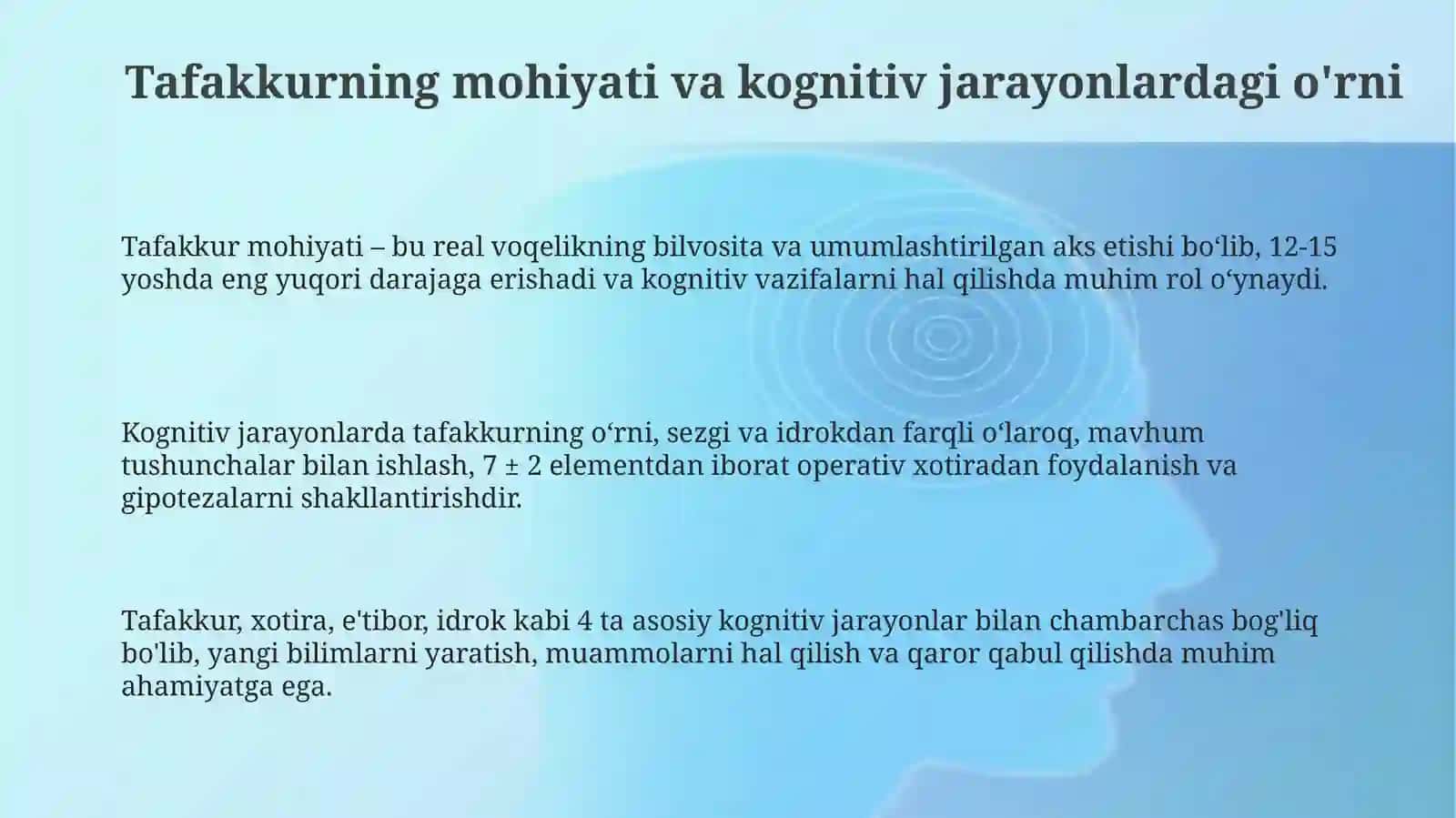 Tafakkurni bilish jarayonlari tizimidagi o'rni 3