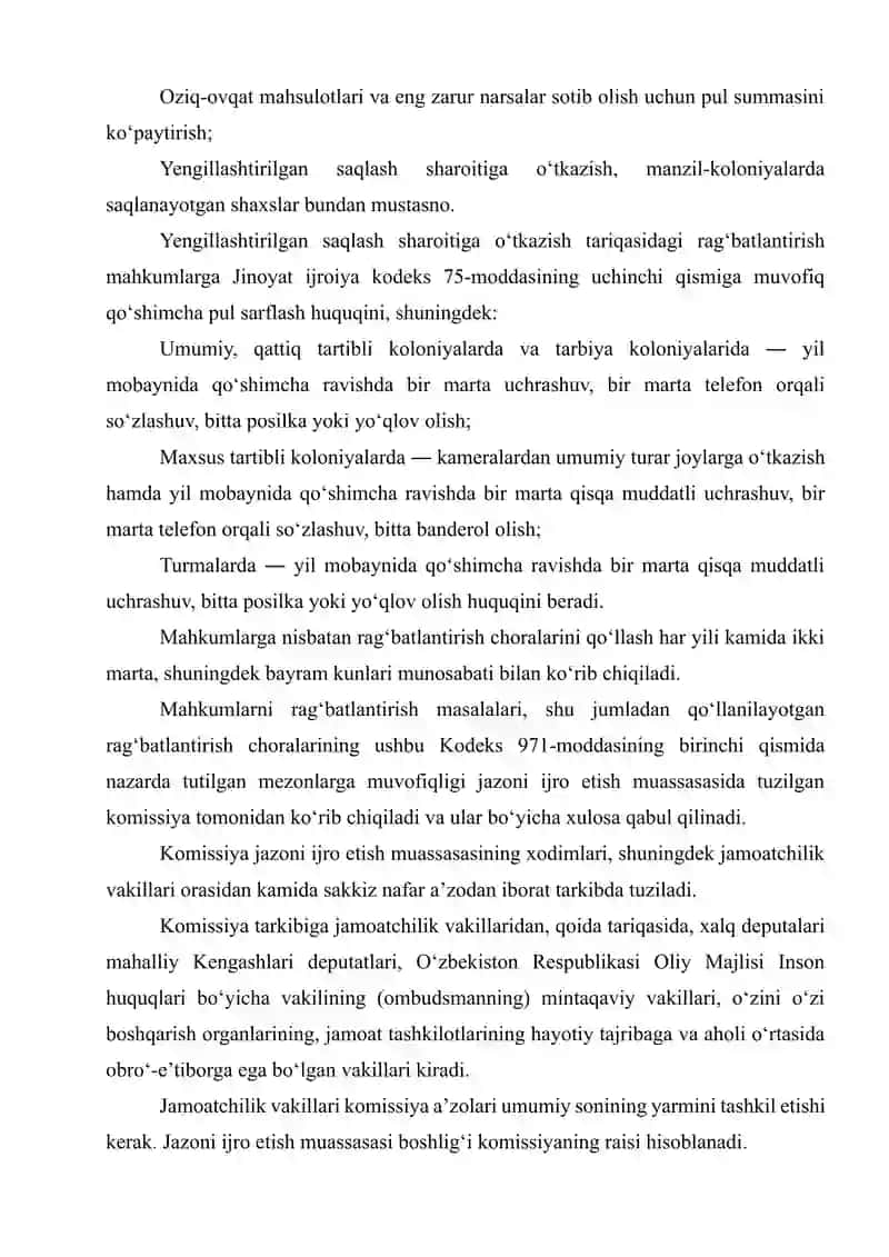 Ozodlikdan mahrum etishga hukm qilingan shaxslarga nisbatan qo’llaniladigan rag’batlantirish 3