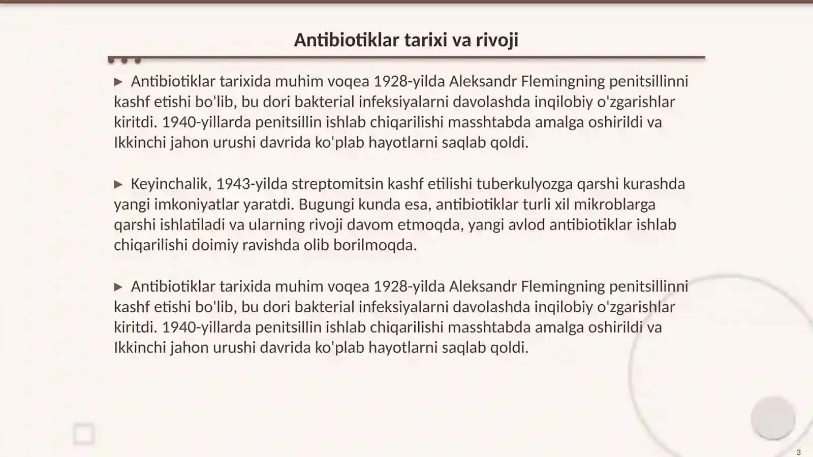 Antibiotiklarni ishlab chiqarish biotexnologiyasi 3