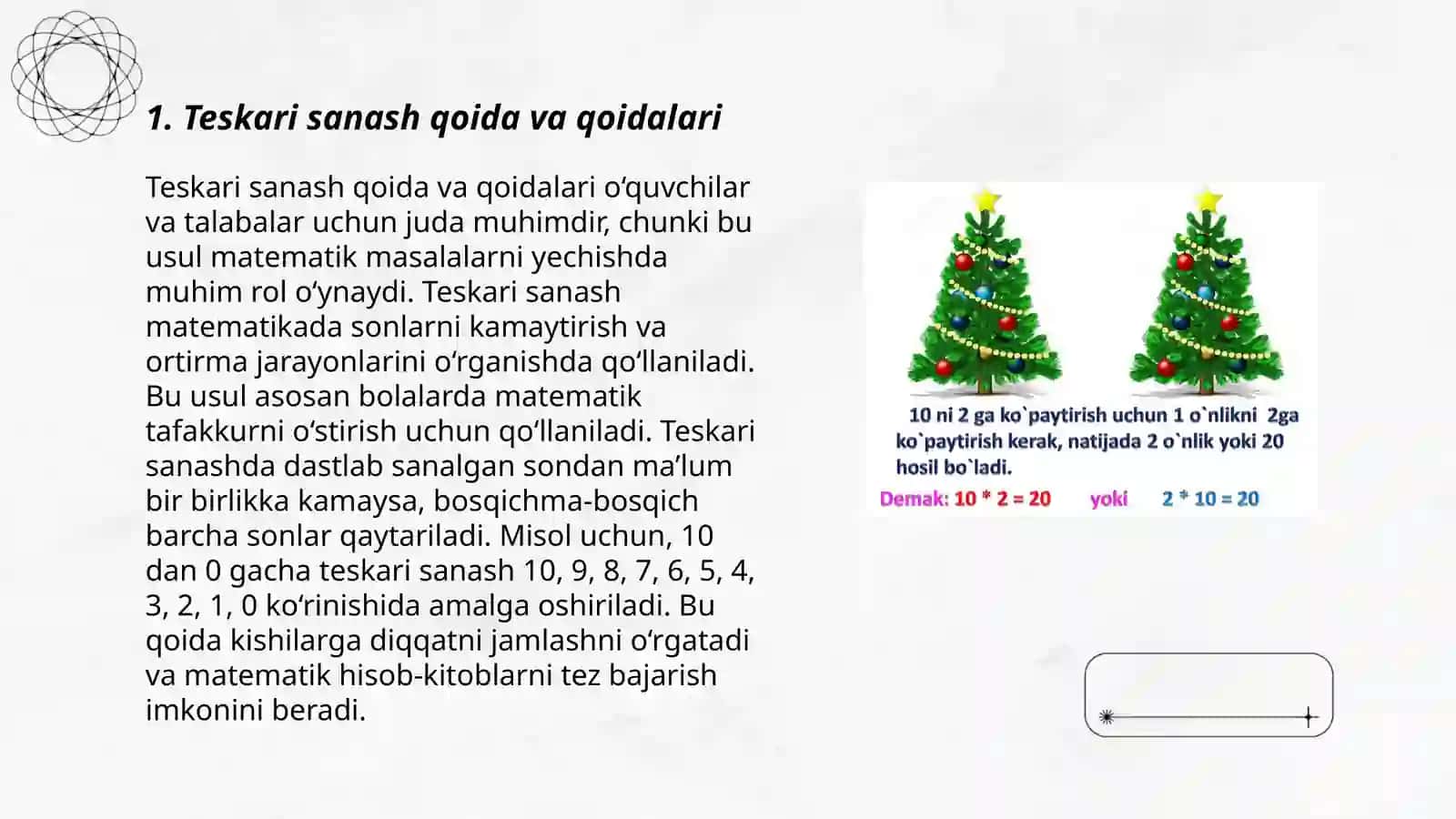 Teskari sanash qoida va qoidalari 3