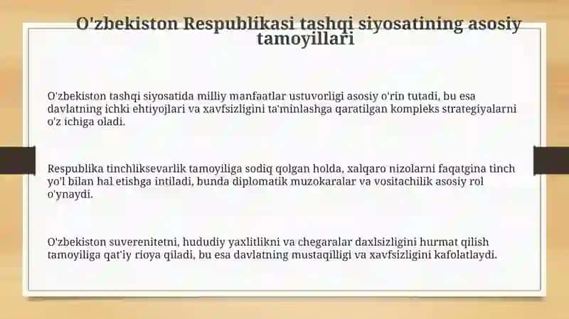 O'zbekiston Respublikasi tashqi siyosatining asosiy tamoyillari 3