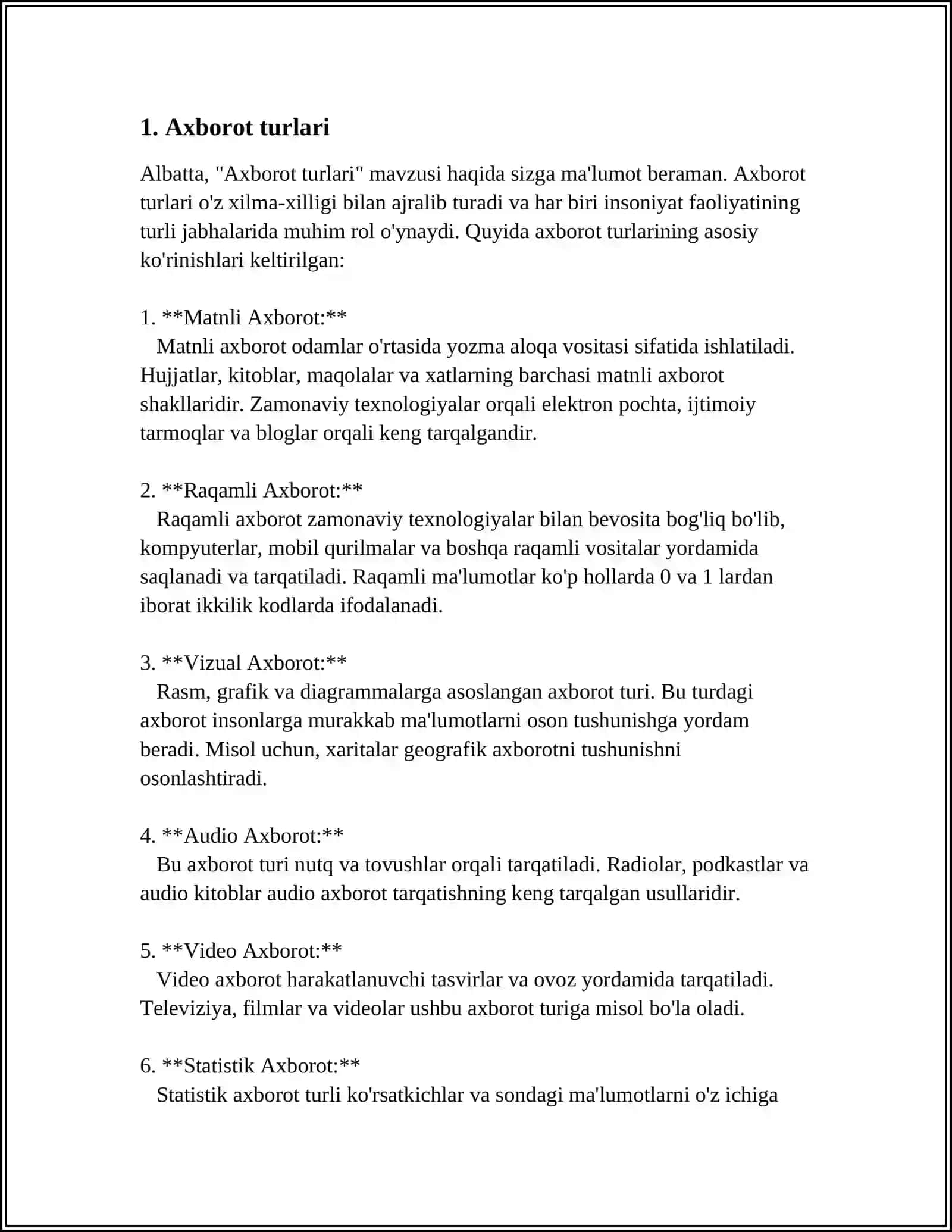AXBOROT TURLARI VA ISHONCHLILIGI 3