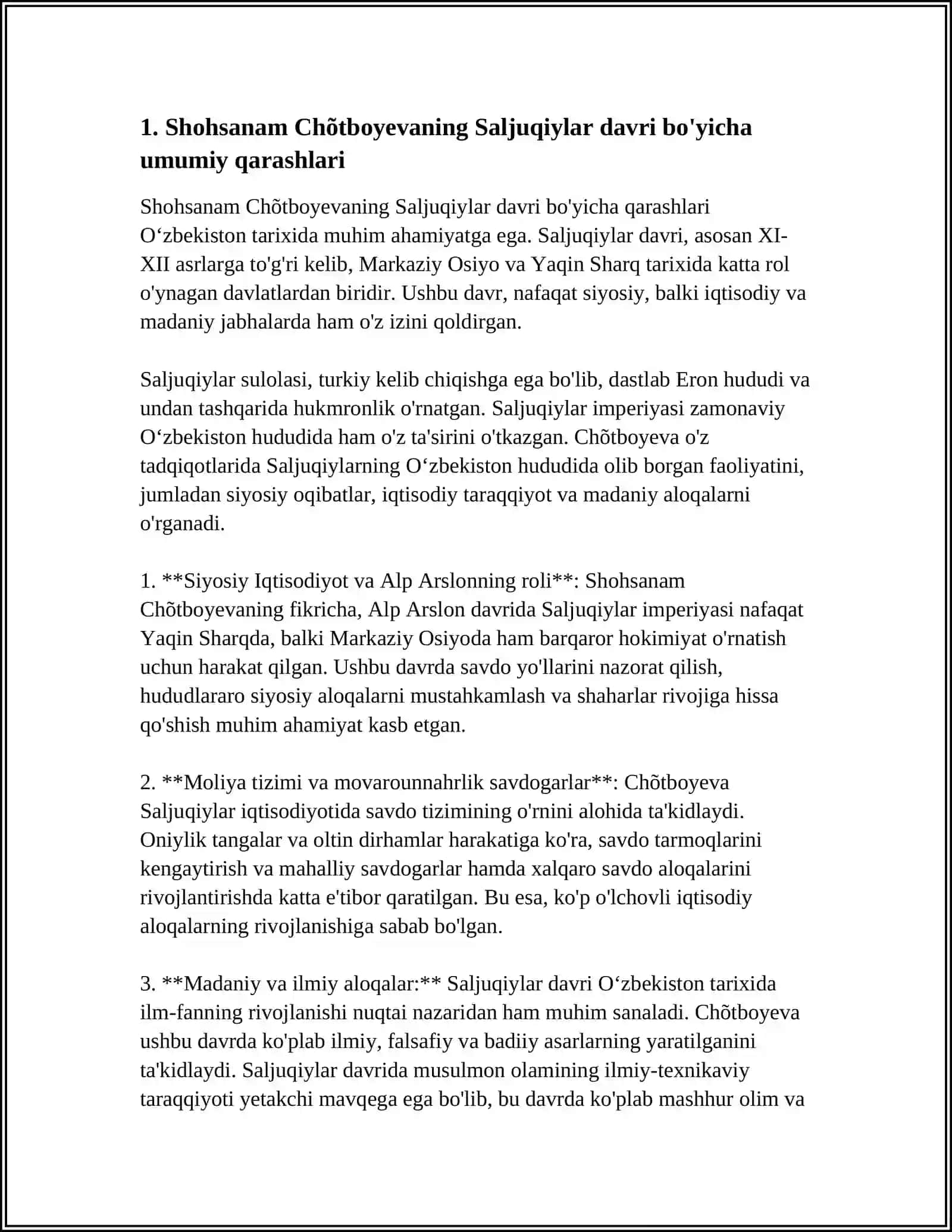 Saljuqiylar davri umumiy qarashlari 3
