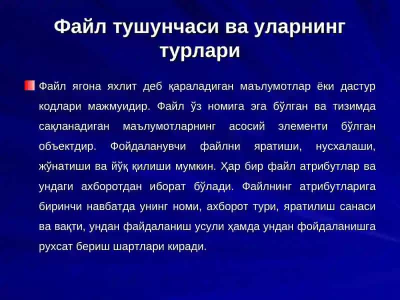 Файл тушунчаси ва уларнинг турлари 3