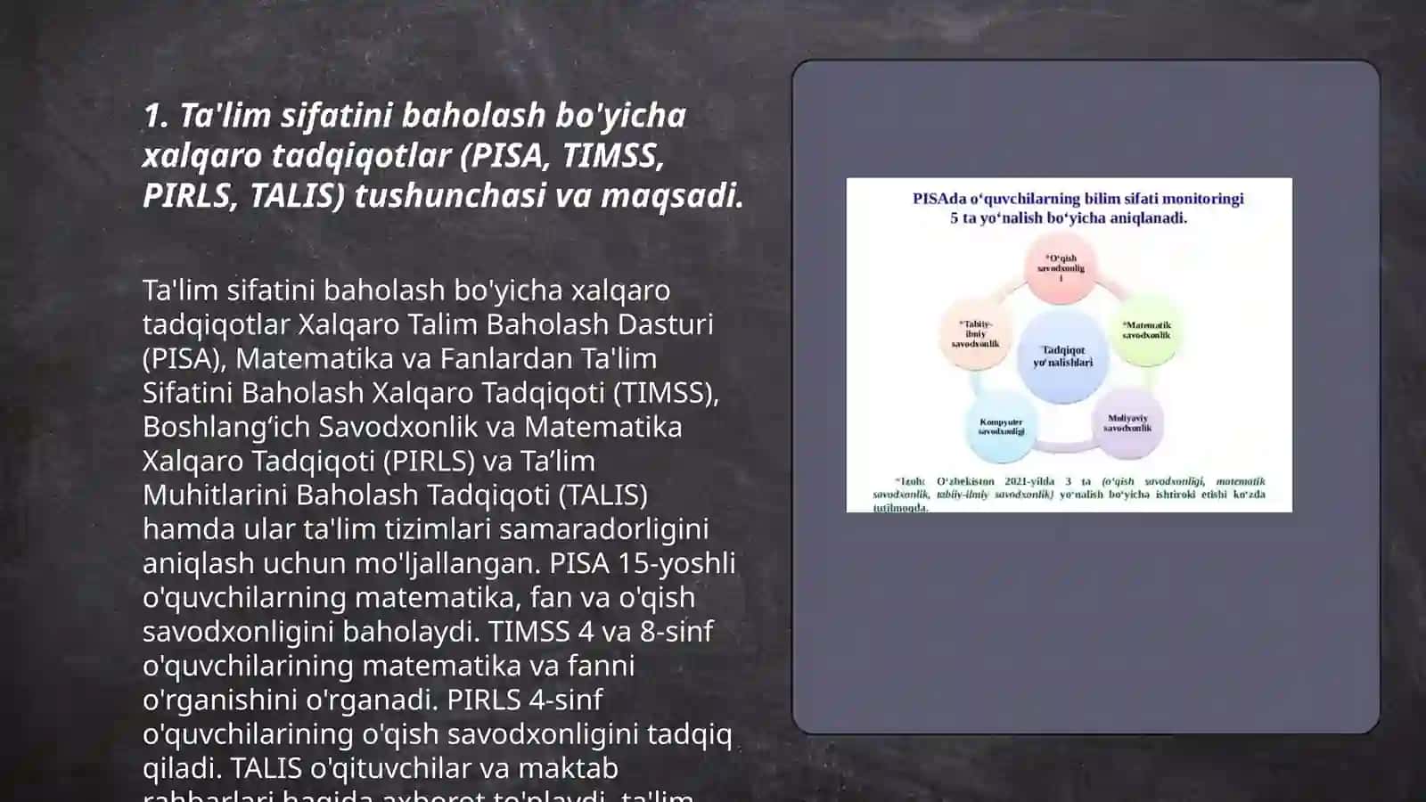 Xalqaro Ta'lim Sifatini Baholash Tadqiqotlari 3