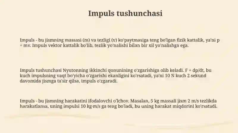 Impuls. Impuls va uning saqlanish qonuni 3