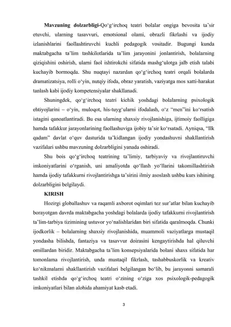 Qo’g’irchoq teatri orqali bolalarning ijodiy tafakkurini shakillantirish 3