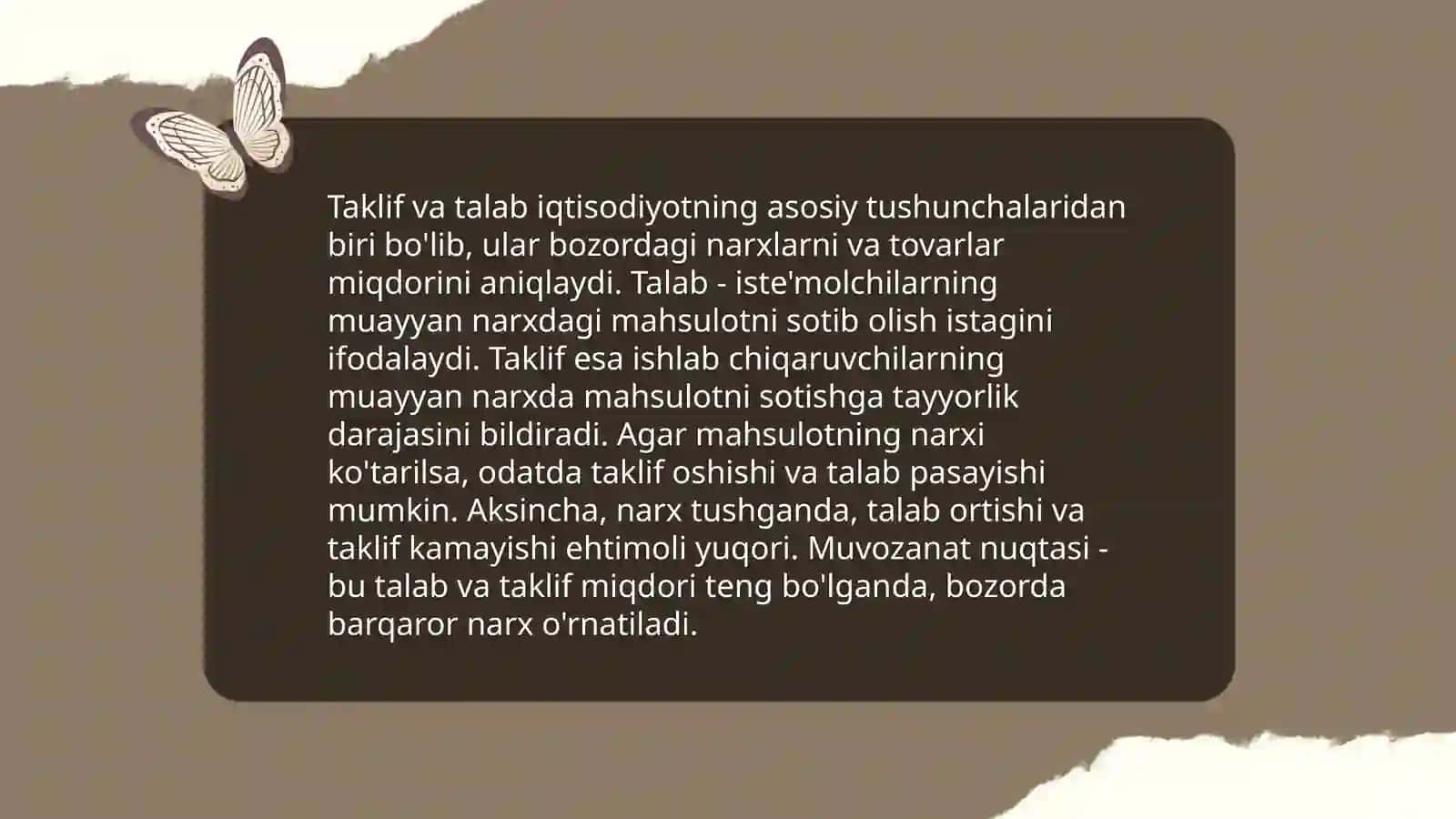 Talab va taklif modellari 3