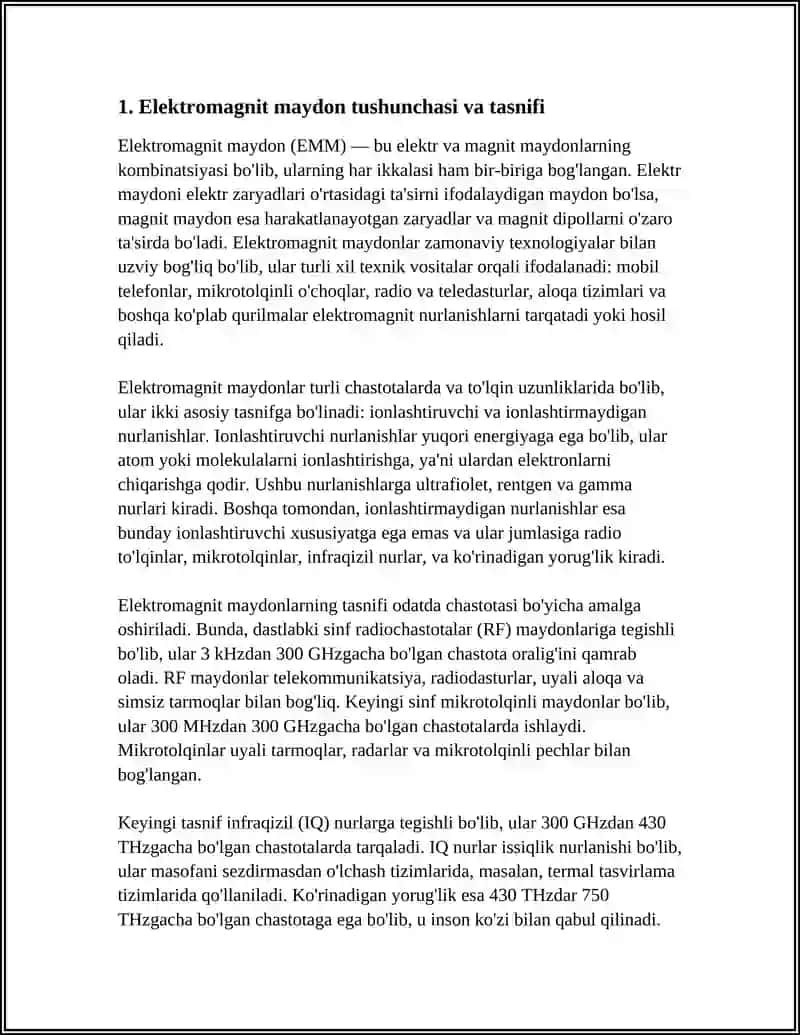 ELEKTROMAGNIT MAYDONNING ORGANIZMGA TA'SIRI 3