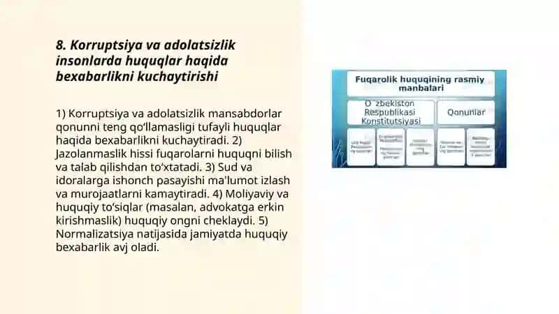 Fuqarolarning huquq va erkinliklarini toʻliq anglamasliklari va bilmasliklari 3