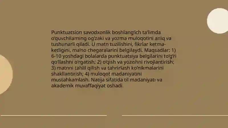 Punktuatsion savodxonlikning boshlang‘ich ta’limdagi ahamiyati va maqsadlari 3