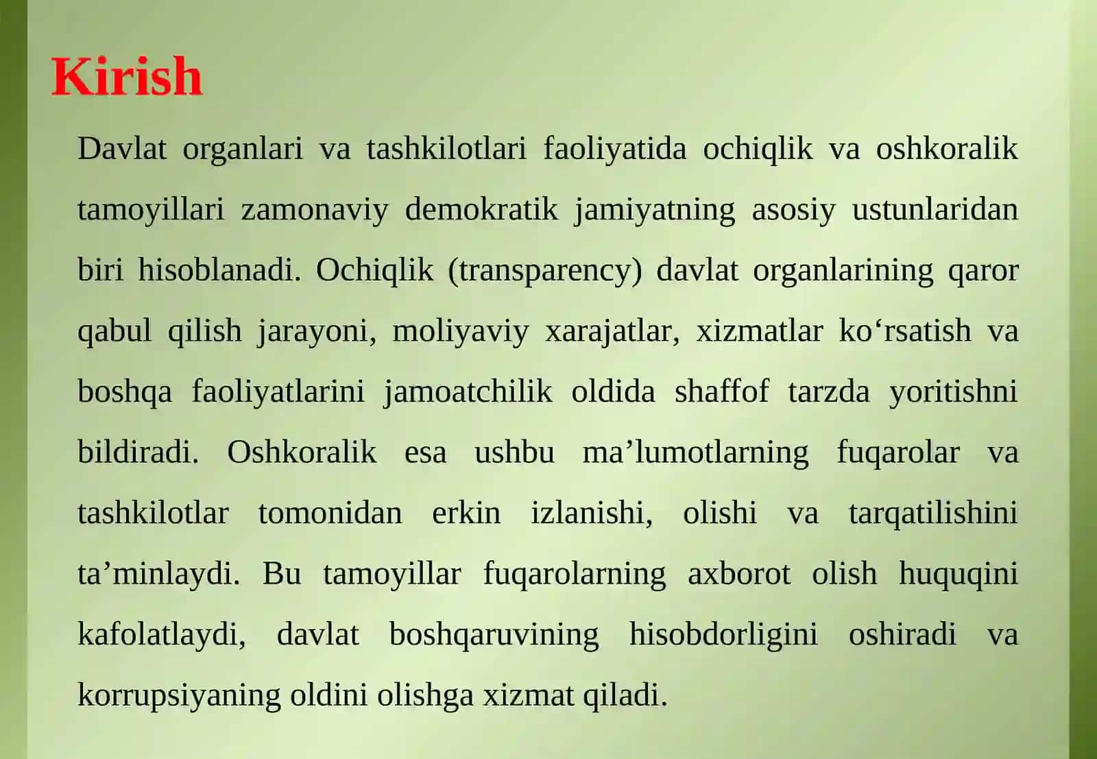 Davlat organlari va tashkilotlar faoliyatida ochiqlik va oshkoralik: nazariy-huquqiy yondashuv 3