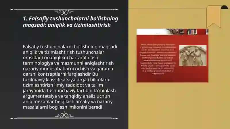 Falsafa bo'yicha tushunchalarni bo'lishning maqsadi va tuzilishi 3