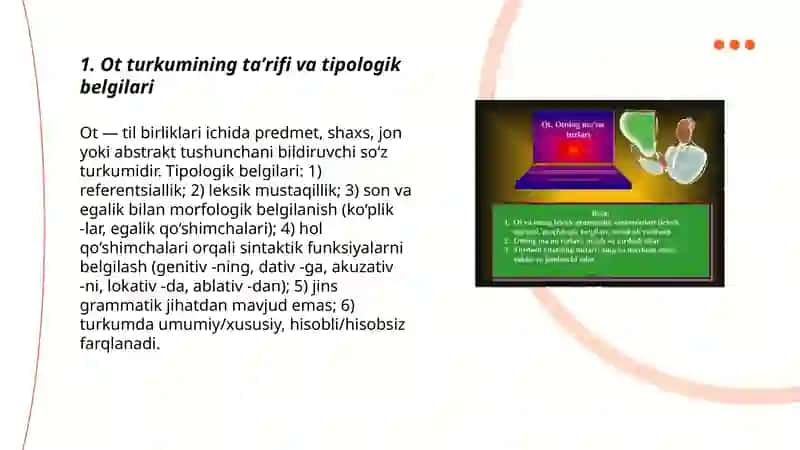 Ot turkumining ta'rifi, leksik grammatik xususiyatlari 3
