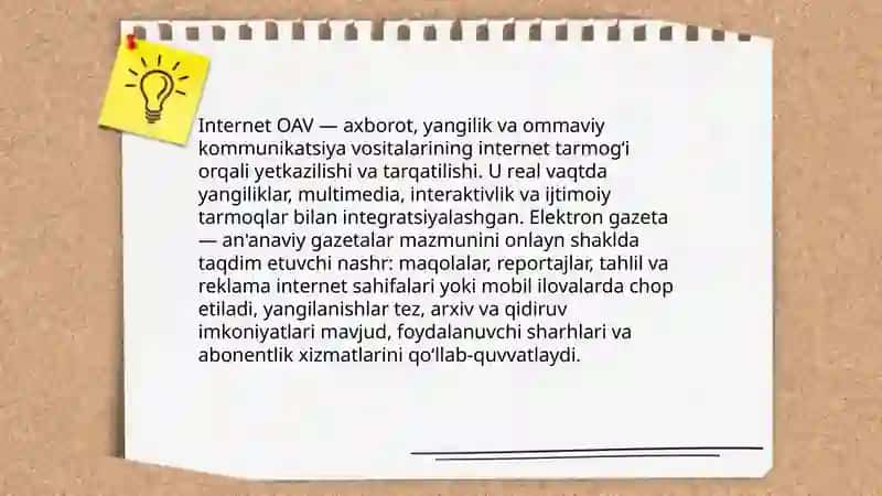 Internet OAV turi sifatida. Elektron gazetalar 3