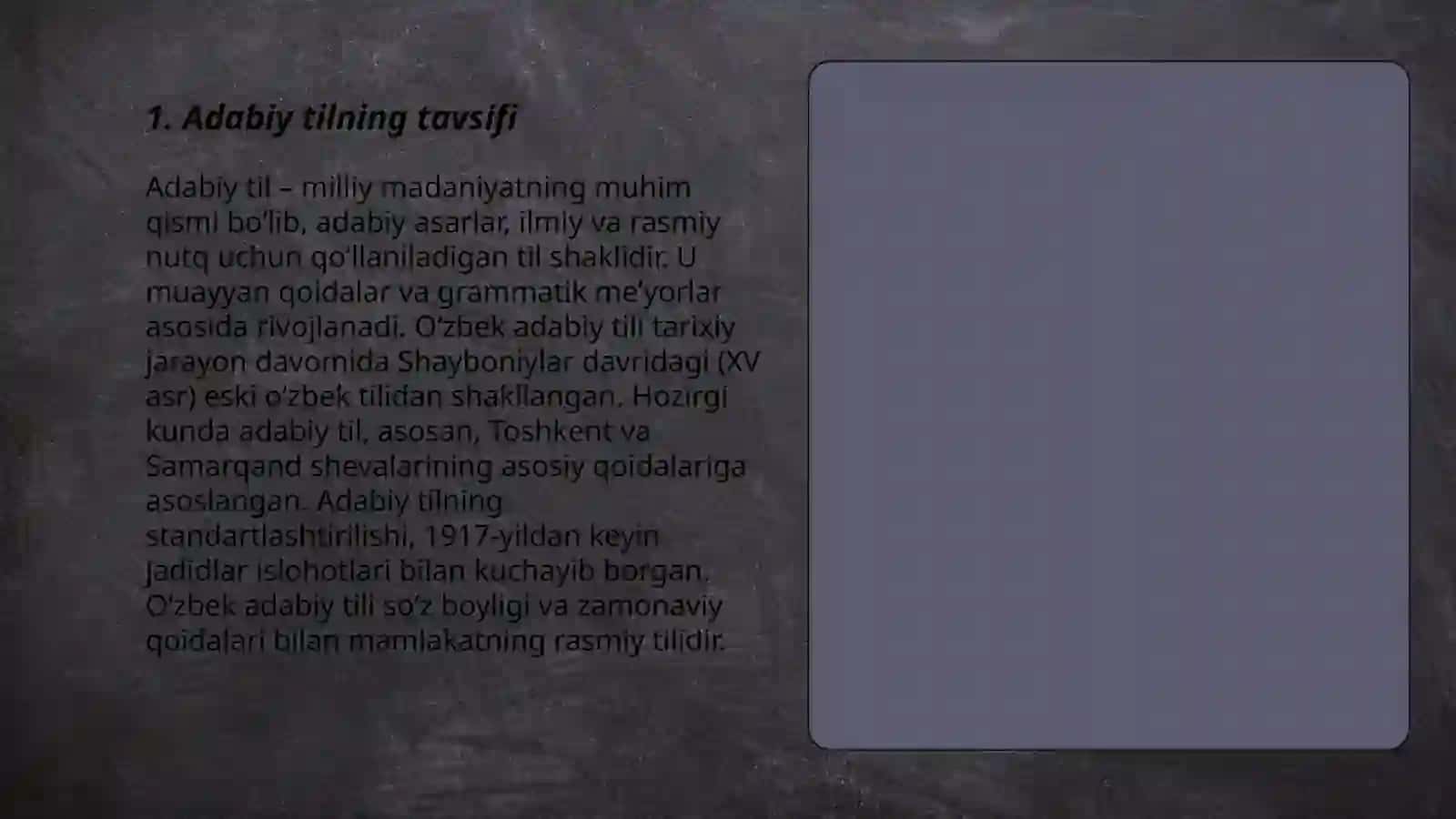 Adabiy adabiy tili va uning tayanch dialekti lahjasi 3